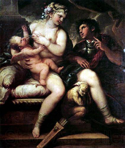 Luca Giordano Venus, Cupid and Mars Norge oil painting art